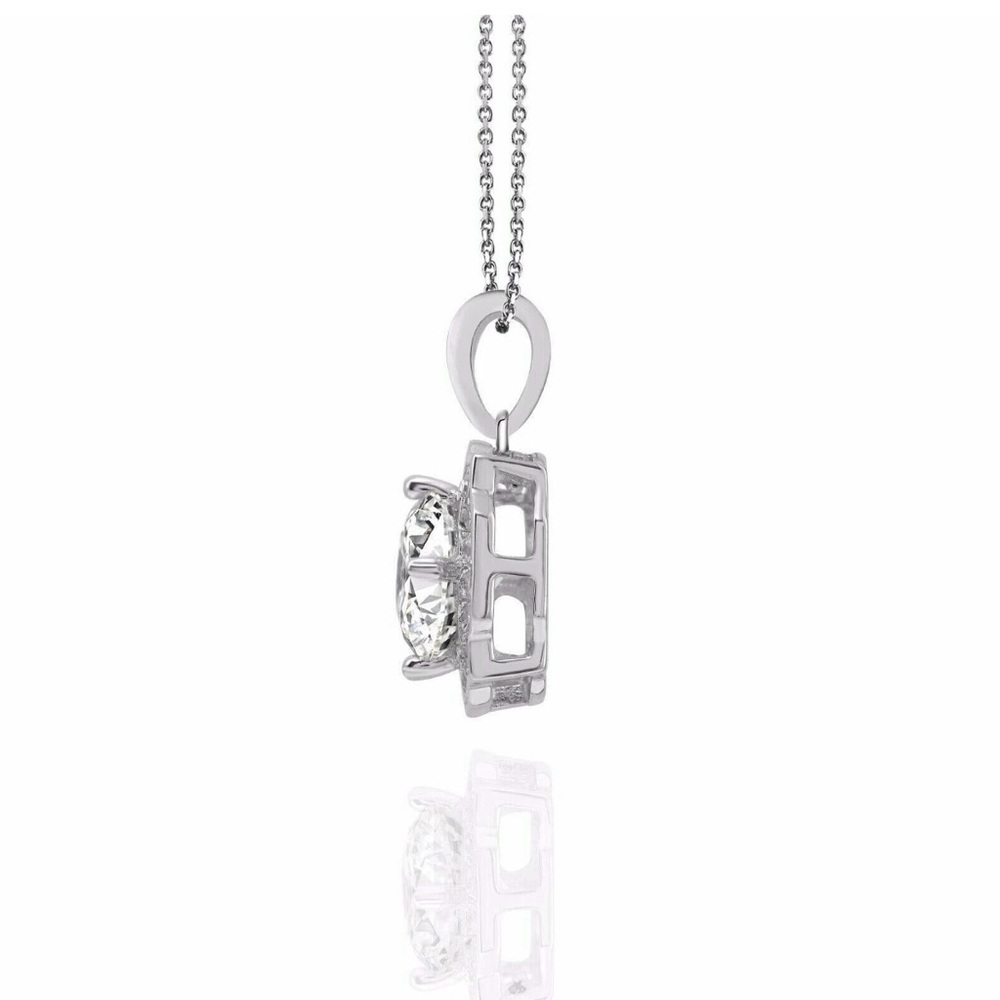 Moissanite 2ct Pendant on Silver  Necklace NEW Never Worn - Picture 3 of 5